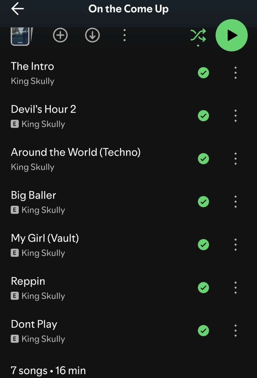 On the Come Up tracklist screenshot